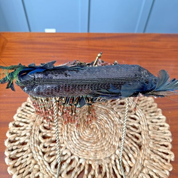 Chicos  Embellished Floral Clutch /Handbag‎ Beads, Sequins, Feathers Vintage - Picture 5 of 12